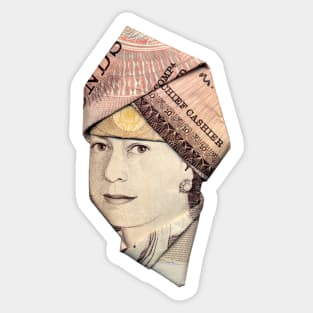 YOUNG QUEEN ELIZABETH / MONEY ORIGAMI Sticker